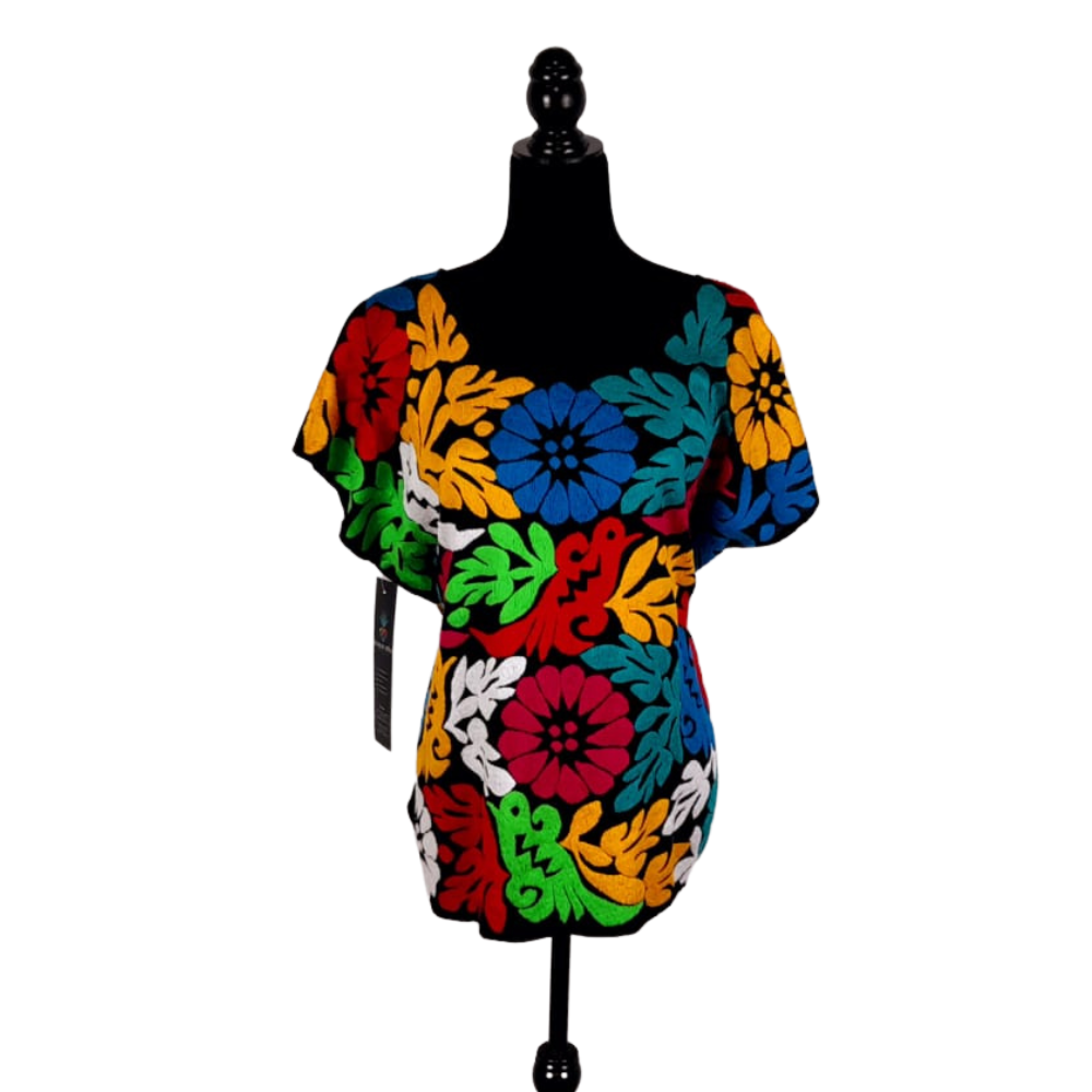 Blusa grande de gala mazateca, bordado relleno de Jalapa de Díaz