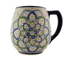 Cargar imagen en el visor de la galería, Tarro cervecero de cerámica Servín decorado a mano con mandalas