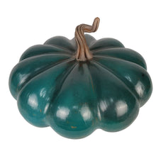 Cargar imagen en el visor de la galería, Calabaza decorativa de barro bruñido color turqueza