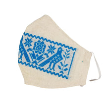 Cargar imagen en el visor de la galería, Cubrebocas manta con bordado de hilván tradicional de Puebla