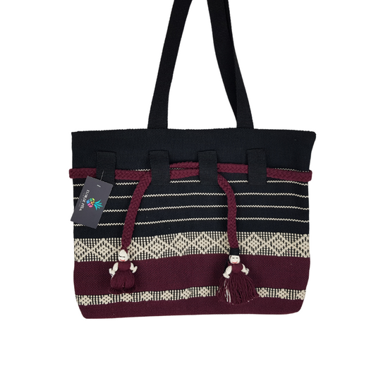 Bolsa de algodón tamaño grande elaborada en telar de cintura en Jalieza