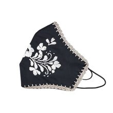 Cargar imagen en el visor de la galería, Cubrebocas con bordado San Antonino decorado con tejido de gancho, elegante, fresco y ligero
