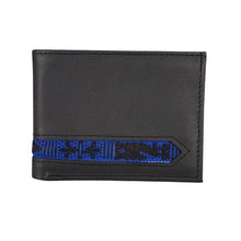 Cargar imagen en el visor de la galería, Cartera de caballero de piel con textil artesanal