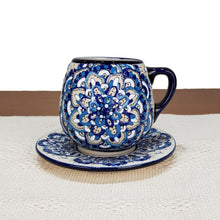 Cargar imagen en el visor de la galería, Vajilla mandala color azul para 8 y 4 personas, cerámica de alta temperatura