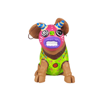 Cargar imagen en el visor de la galería, Alcancía de cerdito con máscara, tamaño chico elaborado en barro policromado frío