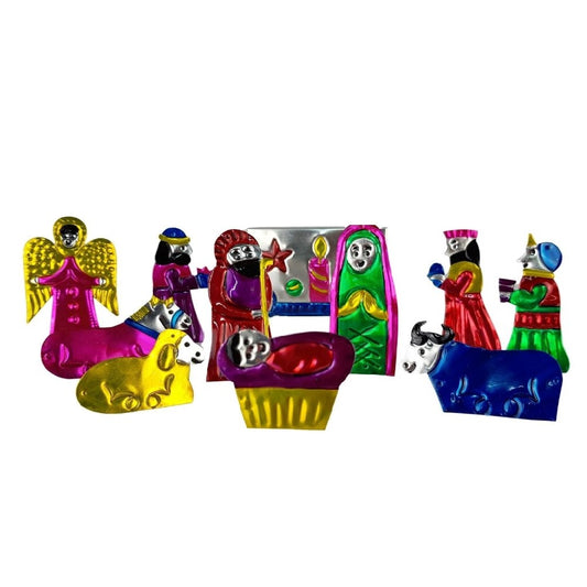 Nacimiento de hojalata de 10 piezas plegables, con caja