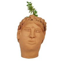 Cargar imagen en el visor de la galería, Maceta Teresita, rostro de mujer con trenza tamaño grande