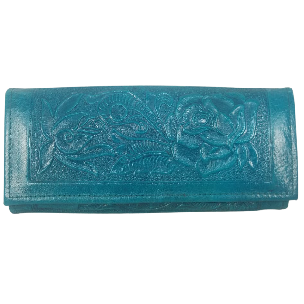 Cartera de piel troquelada