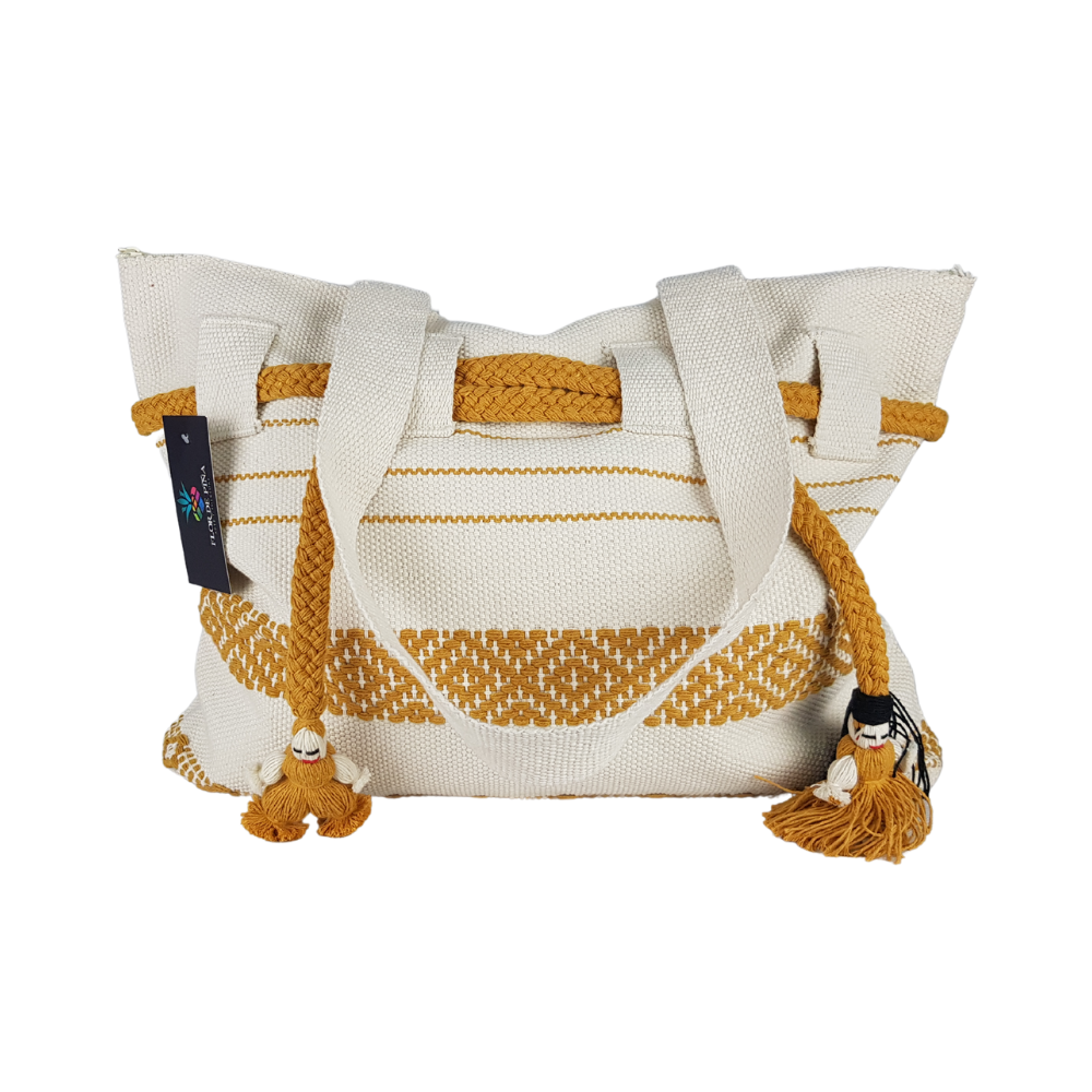 Bolsa de algodón tamaño grande elaborada en telar de cintura en Jalieza