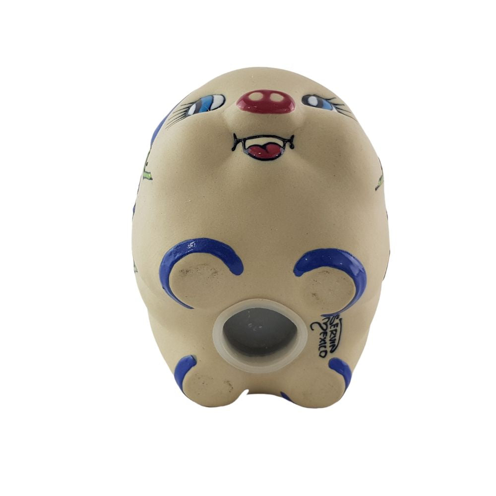 Alcancía de cerdito de cerámica Servin decorado a mano con mandalas