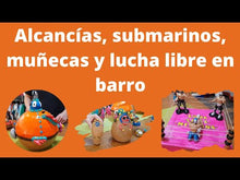 Cargar y reproducir el video en el visor de la galería, Alcancía de pez globo, elaborado en barro policromado frío
