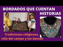 Cargar y reproducir el video en el visor de la galería, Tortillero con bordados Santa Cruz que representan las costumbres y tradiciones purépechas