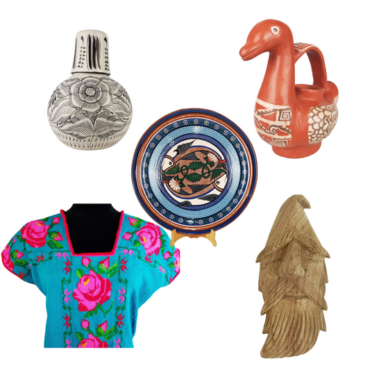 Grupo variado de artesanías michoacanas