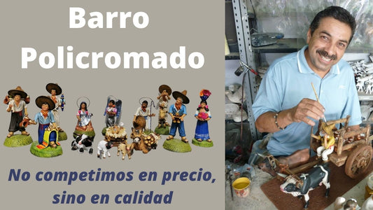 Oficios mexicanos y nacimientos hechos de barro. Artesanía de barro policromado de Tlaquepaque.