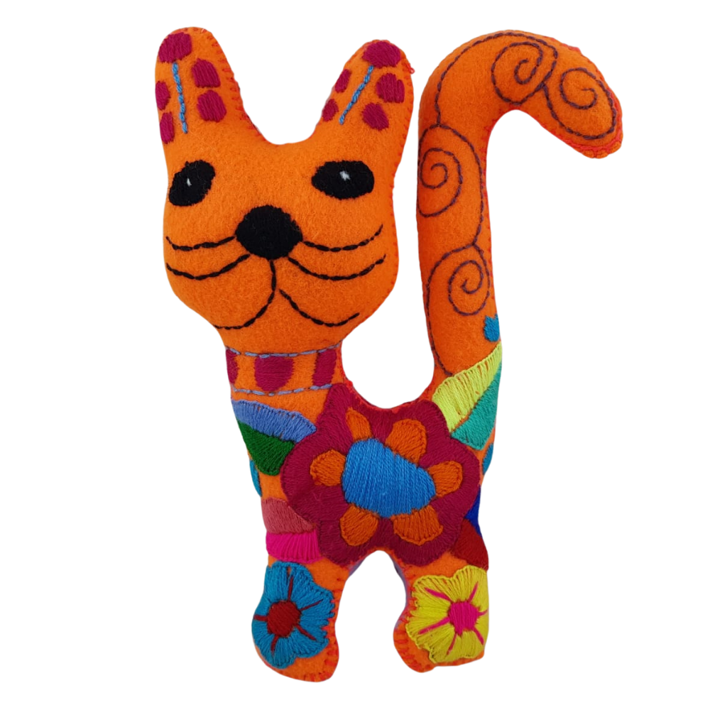 Animalito Gato Lana o Fieltro Chiapas | Artesanía Mexicana
