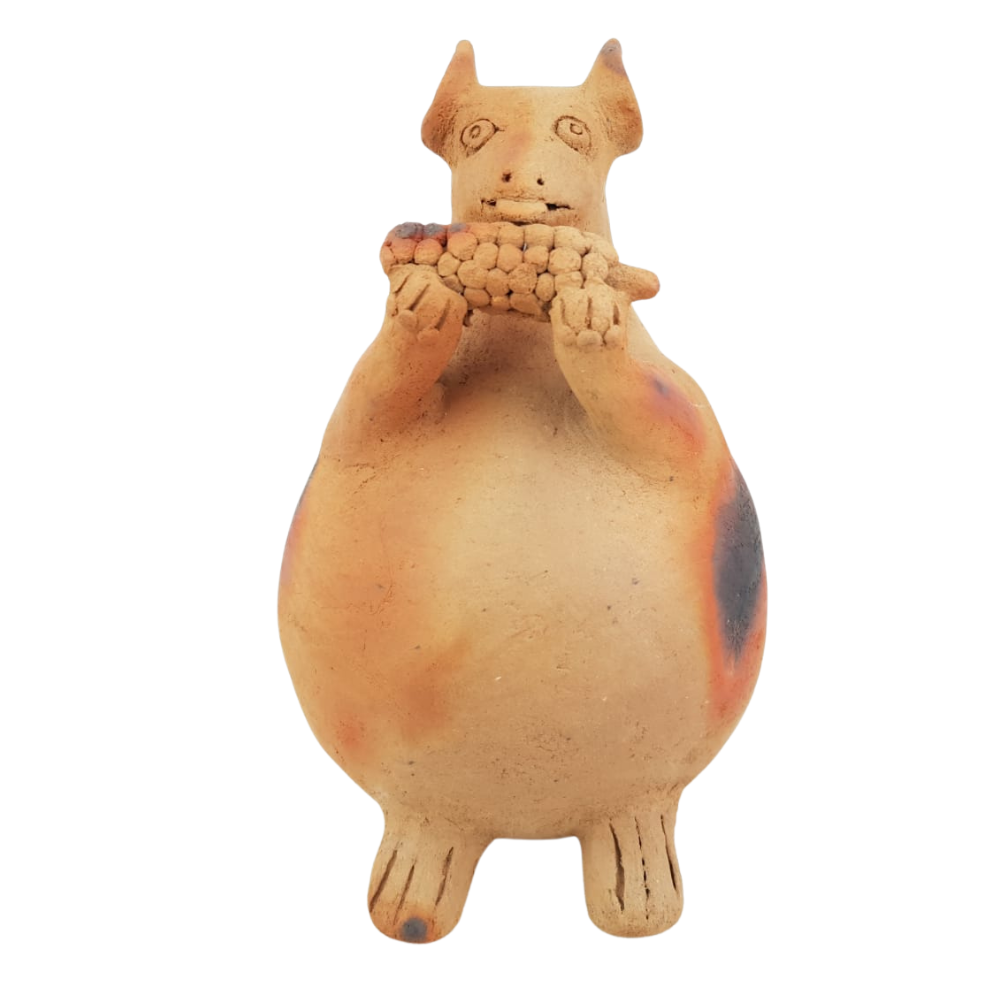 Maceta con forma de Tlacuache de alfarería prehispánica