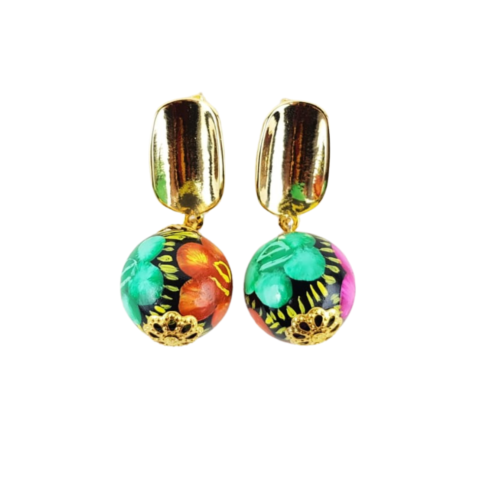 Aretes de madera en forma de canica, Jasiel