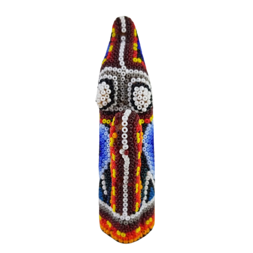 Lobito aullando mini decorado con motivos wixárika