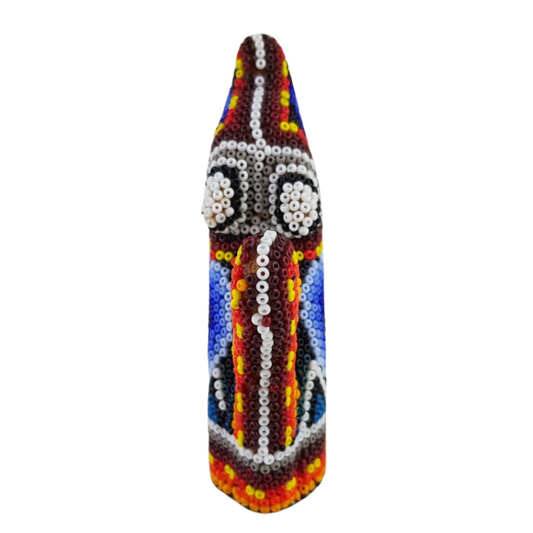 Lobito aullando mini decorado con motivos wixárika