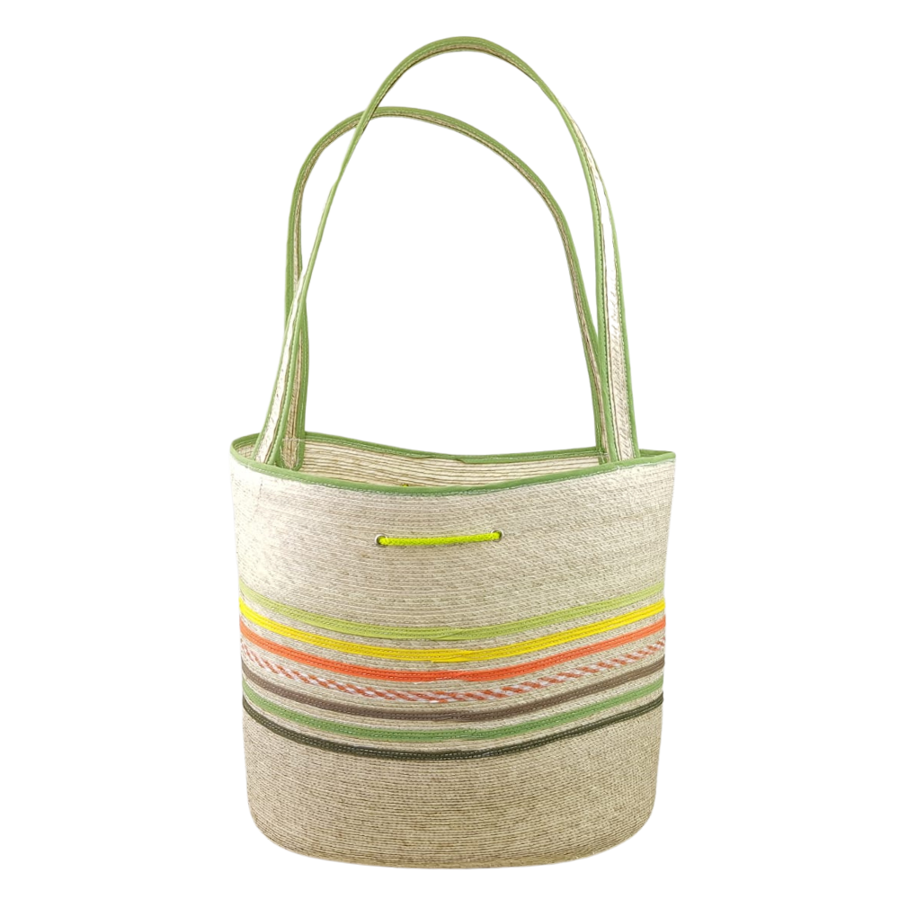 Bolsa recta de palma hecha en Jarácuaro, Michoacán
