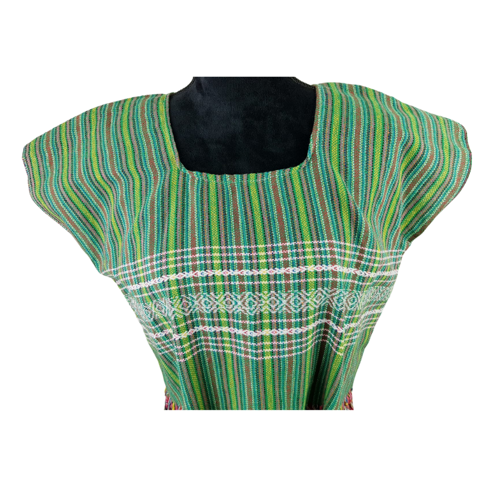 Blusa rayada, prenda fresca de algodón hecha en telar de pedal