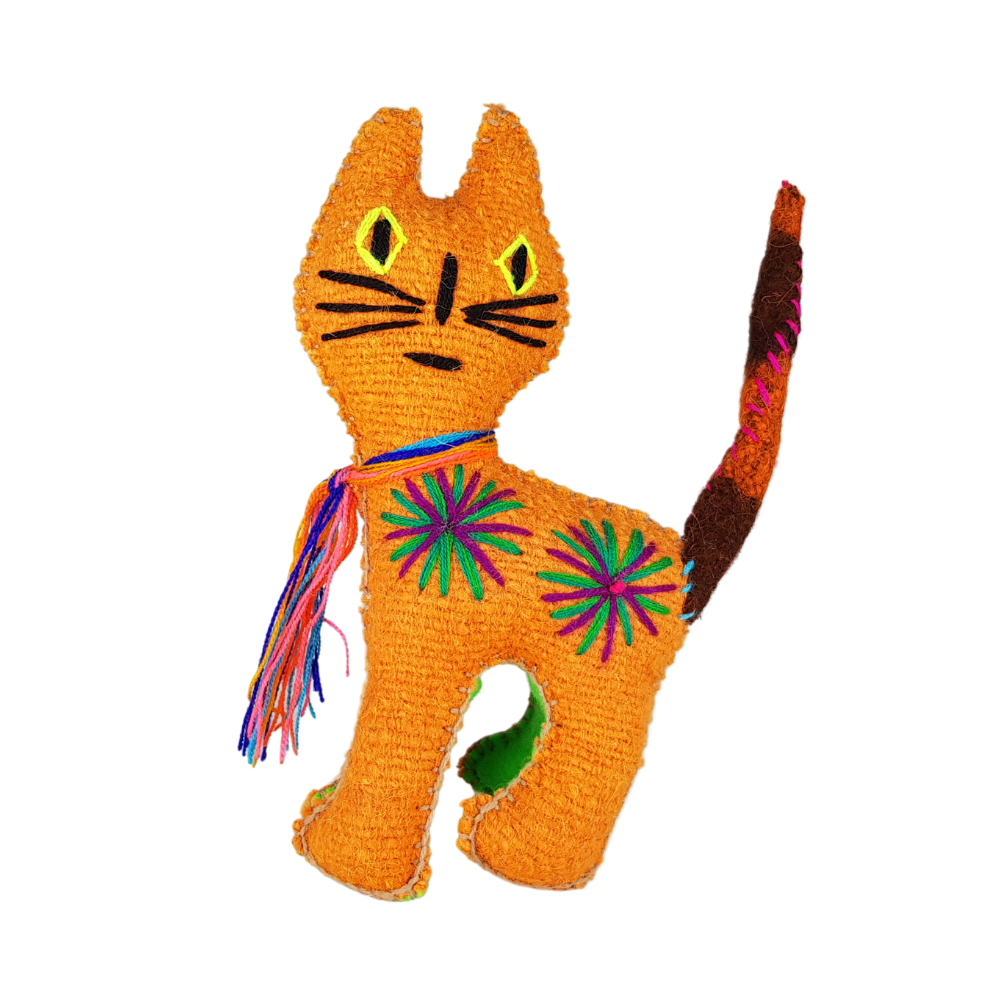 Animalito Gato Lana o Fieltro Chiapas | Artesanía Mexicana