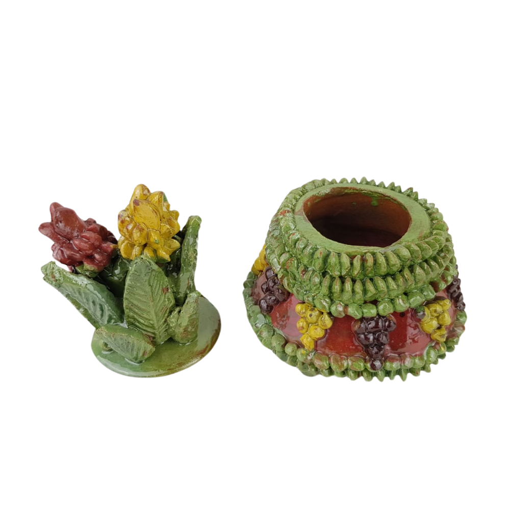 Piña mini decorada con la técnica de barro vidriado