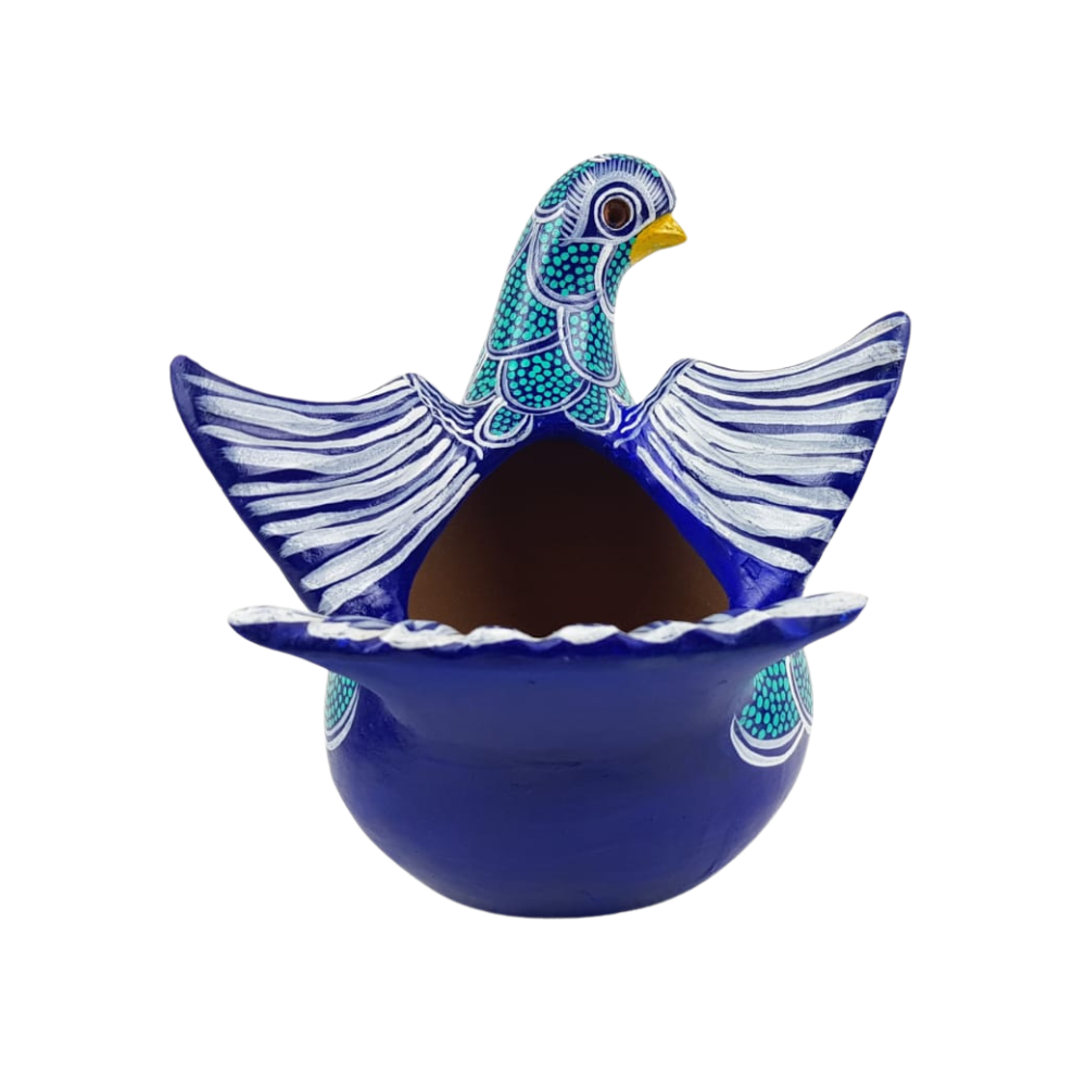 Maceta de barro, paloma de Amatenango, pintada, de 20 cm