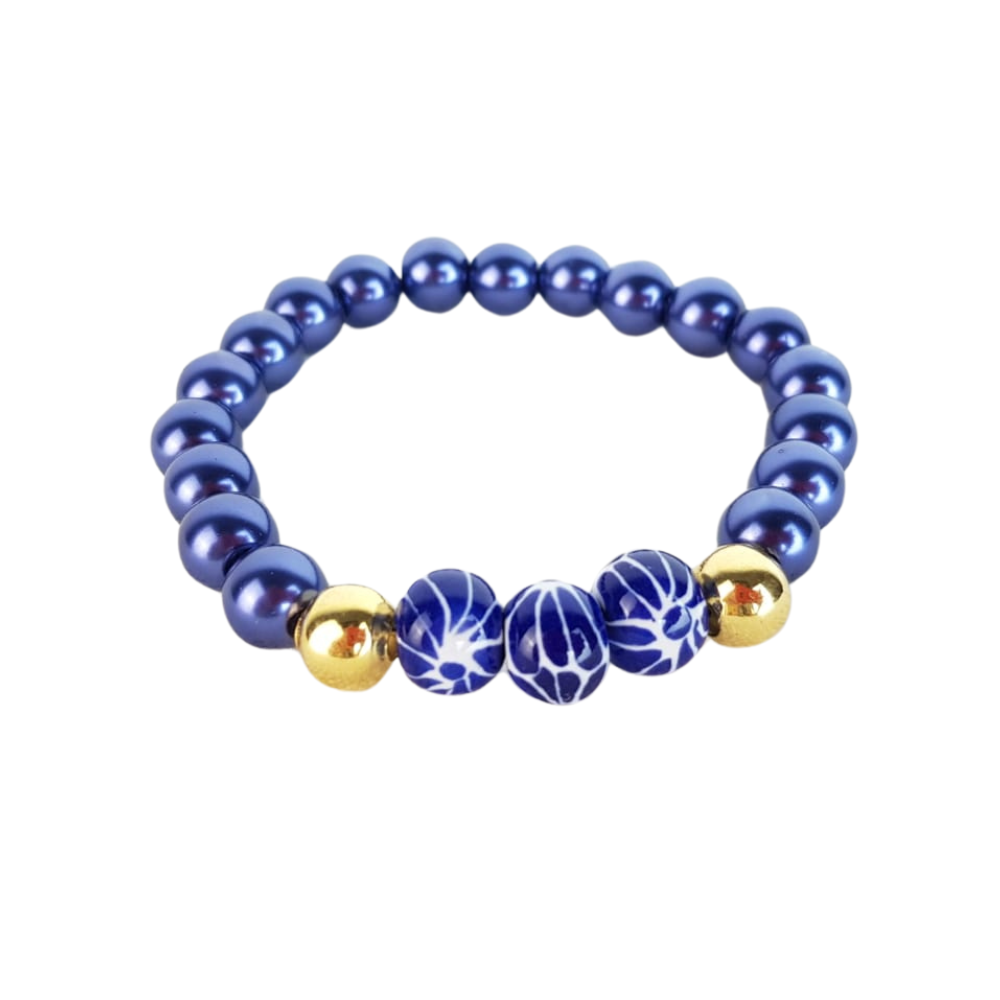 Pulsera de cerámica, decorada con técnica talavera