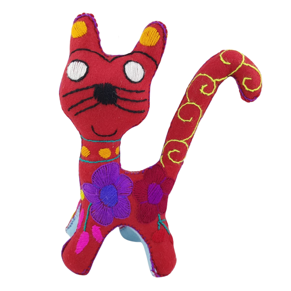 Animalito Gato Lana o Fieltro Chiapas | Artesanía Mexicana