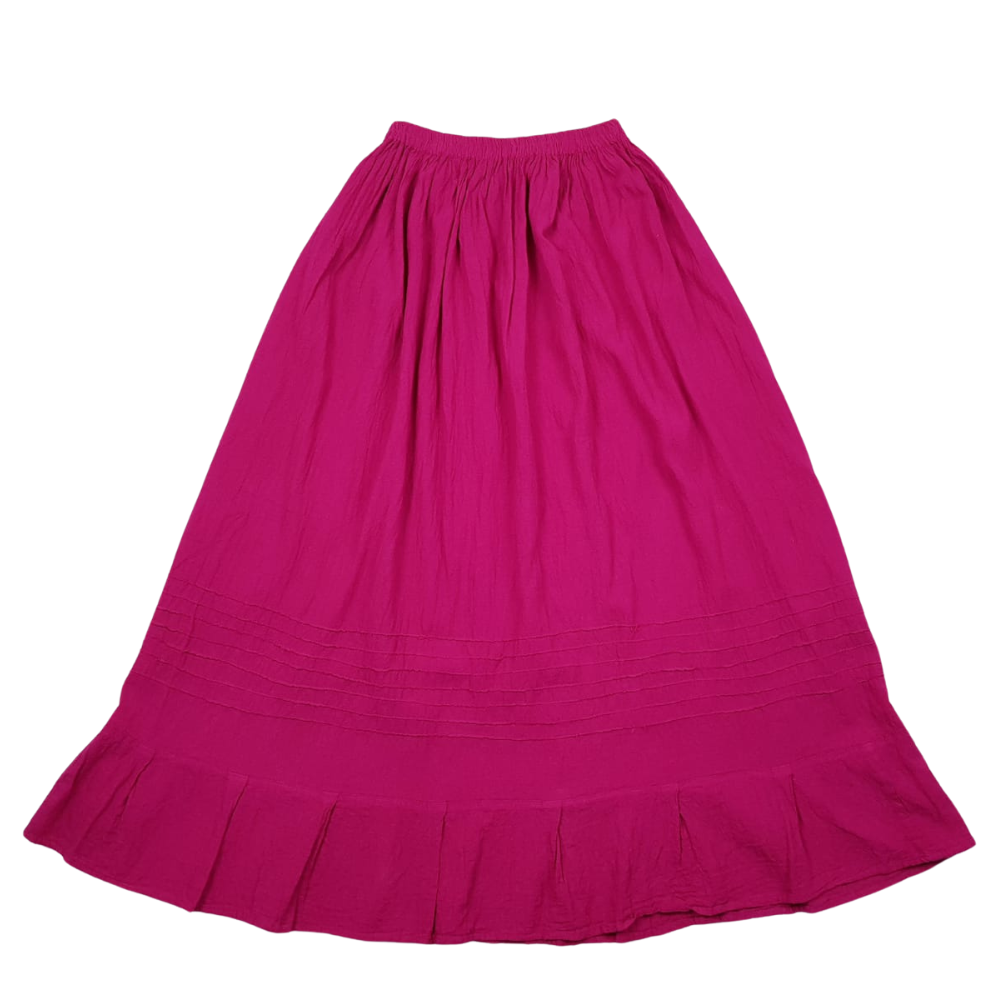 Falda Bertha, de manta teñida o natural, hecha en Oaxaca