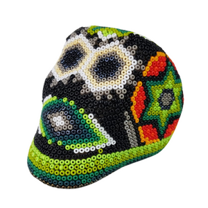 Cráneo mini decorado con motivos Wixárica