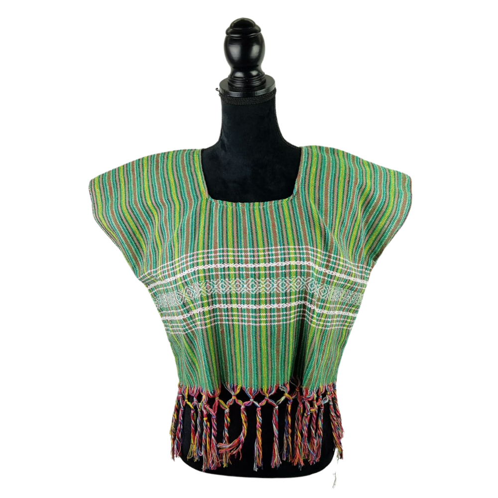 Blusa rayada, prenda fresca de algodón hecha en telar de pedal