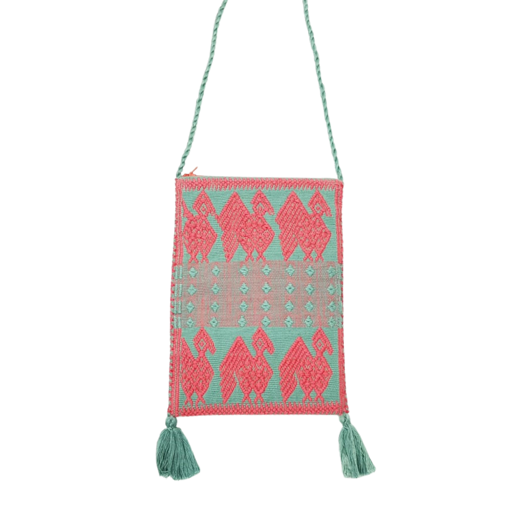 Bolsa para celular tejida en telar de cintura en Larráinzar