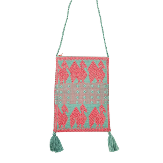 Bolsa para celular tejida en telar de cintura en Larráinzar