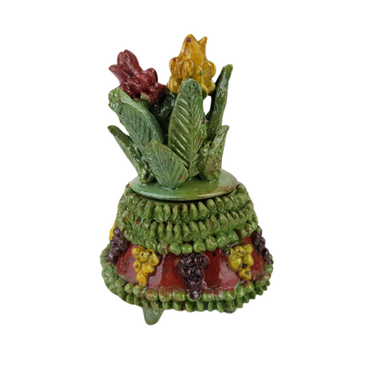 Piña mini decorada con la técnica de barro vidriado