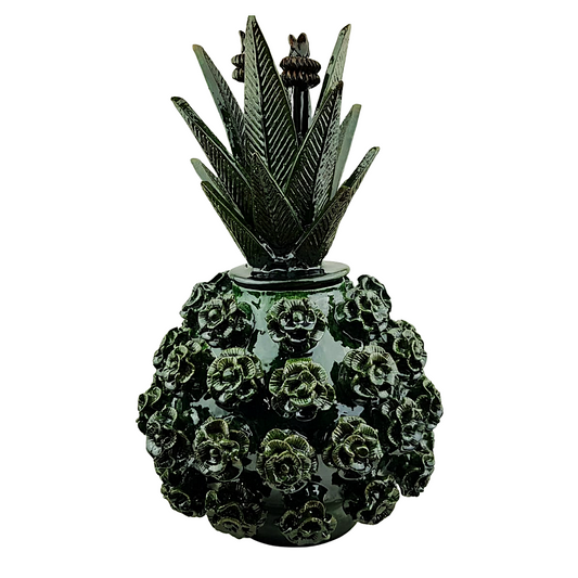 Piña vidriada rosalito decorada con la técnica de barro vidriado