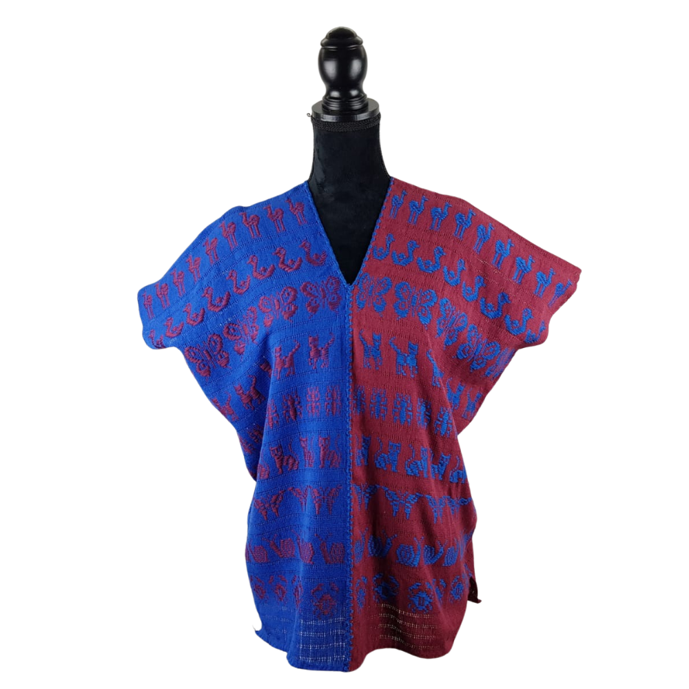 Blusa tipo huipil elaborado en San Juan Cotzocón, Oaxaca