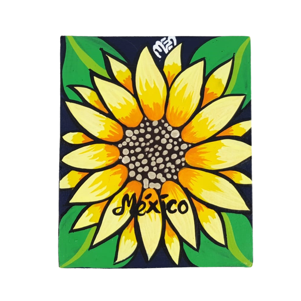 Espejo cuadrado chico de papel maché, pintado a mano