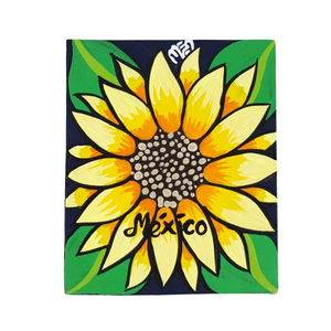 Espejo chico de papel maché, pintado a mano