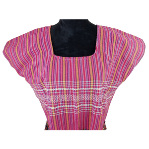Blusa rayada, prenda fresca de algodón hecha en telar de pedal