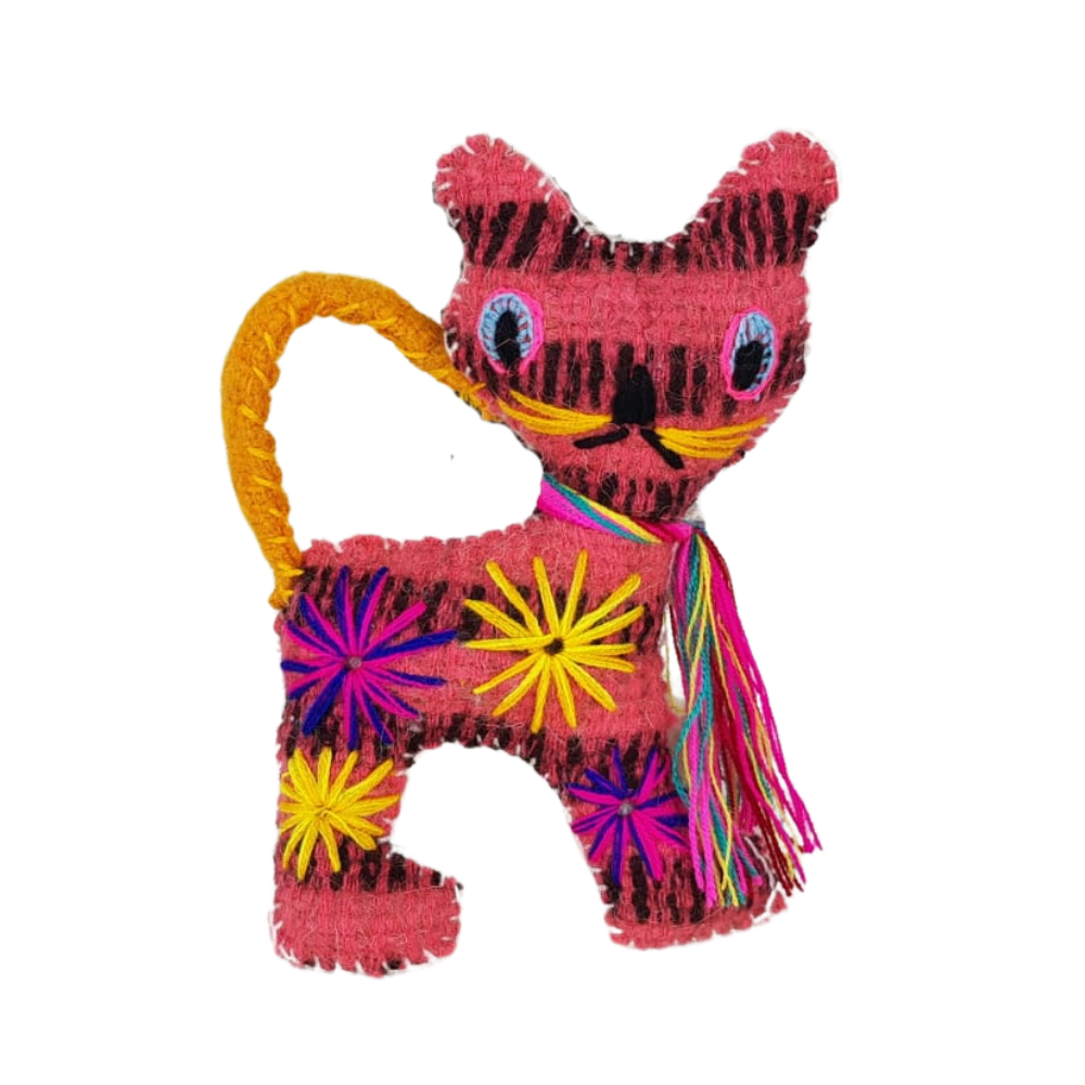 Animalito Gato Lana o Fieltro Chiapas | Artesanía Mexicana