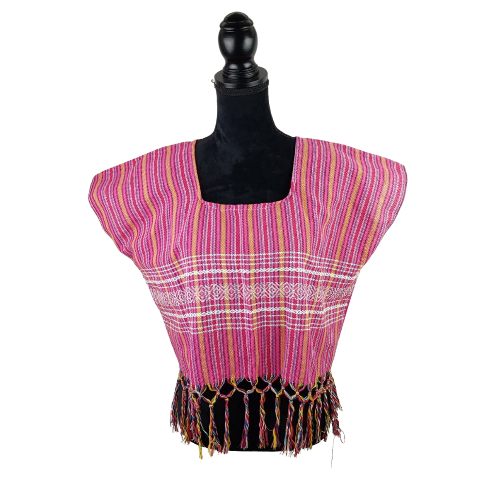 Blusa rayada, prenda fresca de algodón hecha en telar de pedal