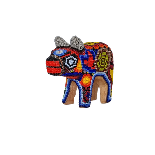 Puerquito chico decorado con motivos Wixárica