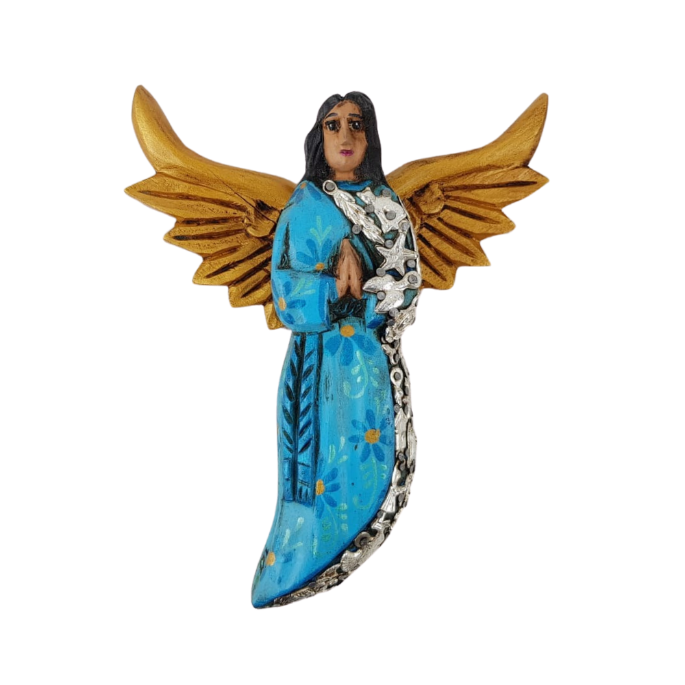 Angelito mini de madera decorado con milagritos