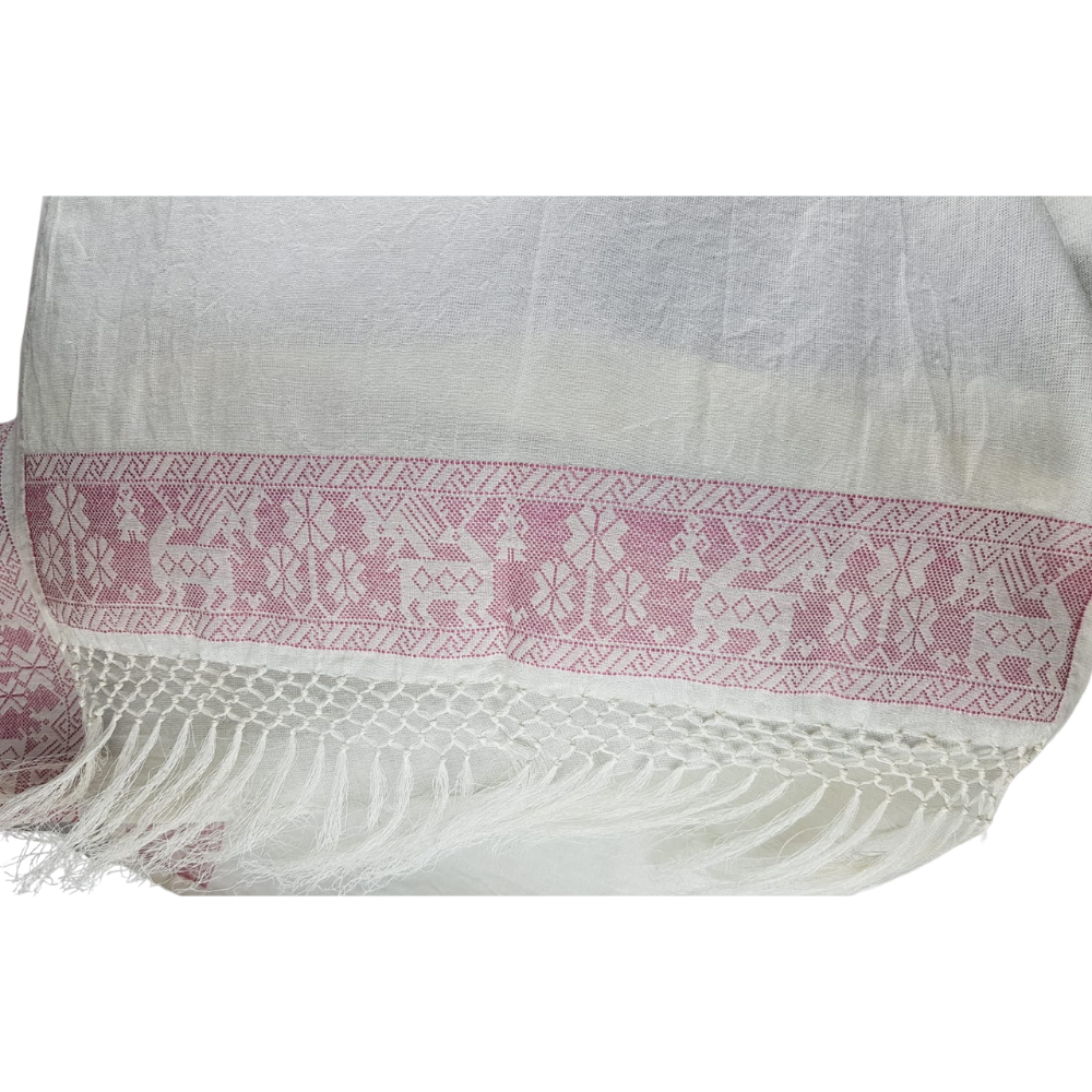 Rebozo de manta con bordado hilván