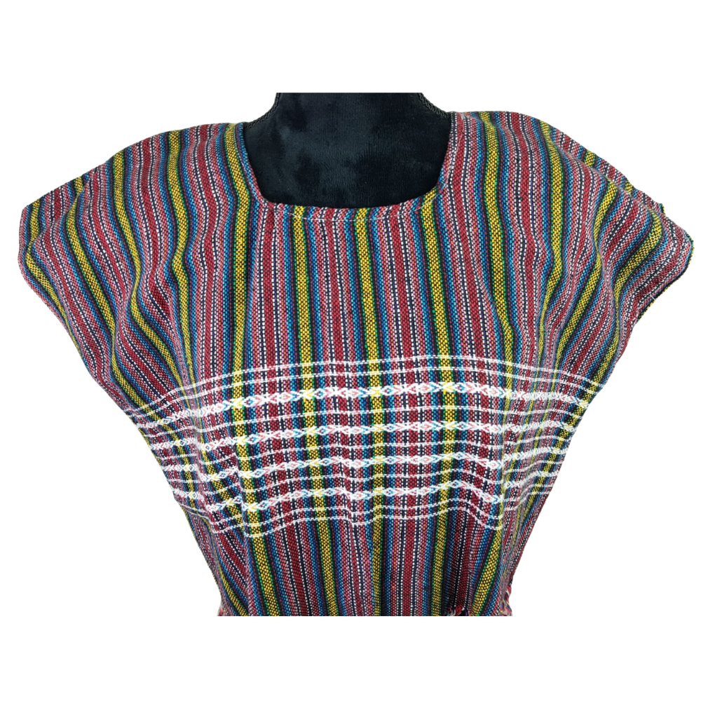 Blusa rayada, prenda fresca de algodón hecha en telar de pedal