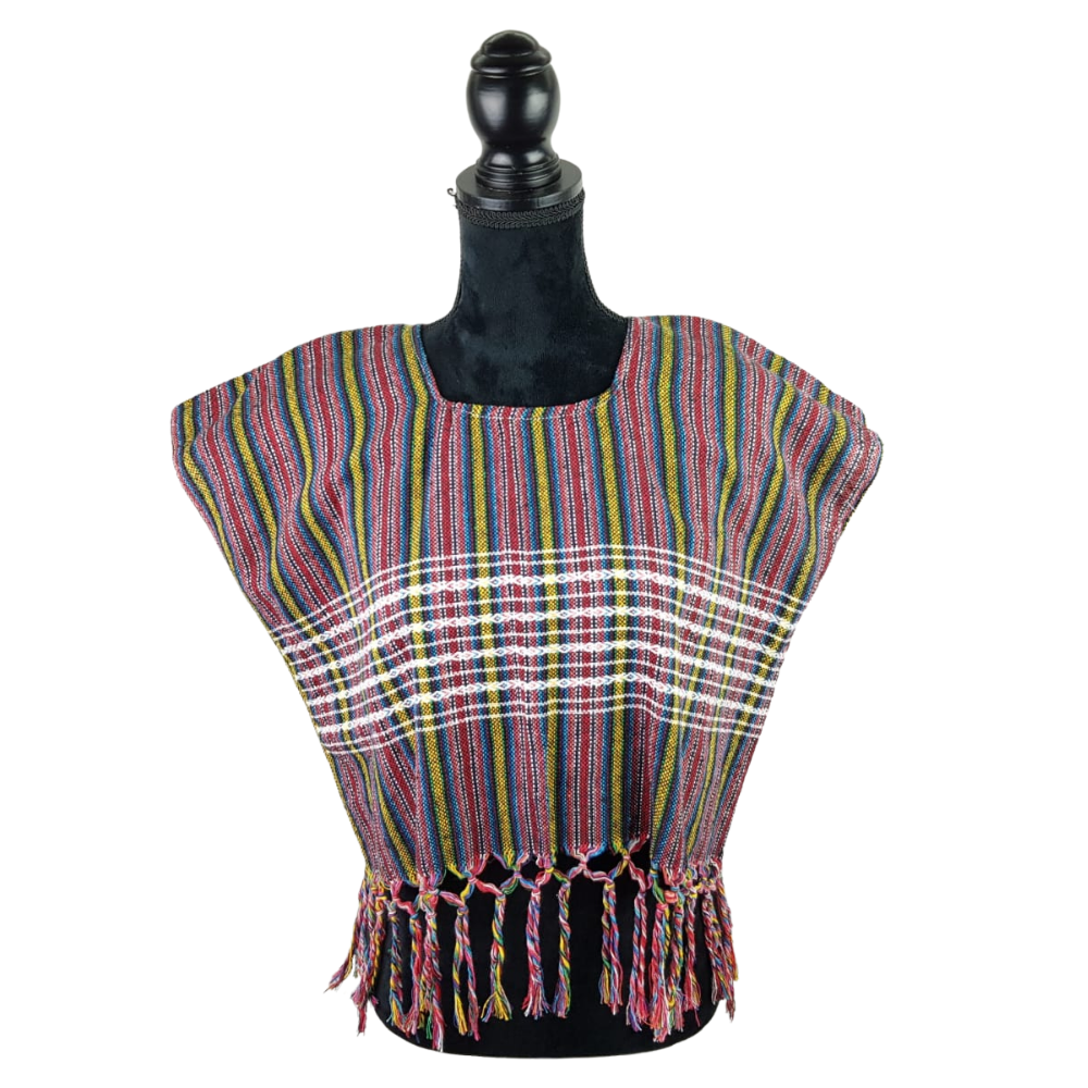 Blusa rayada, prenda fresca de algodón hecha en telar de pedal