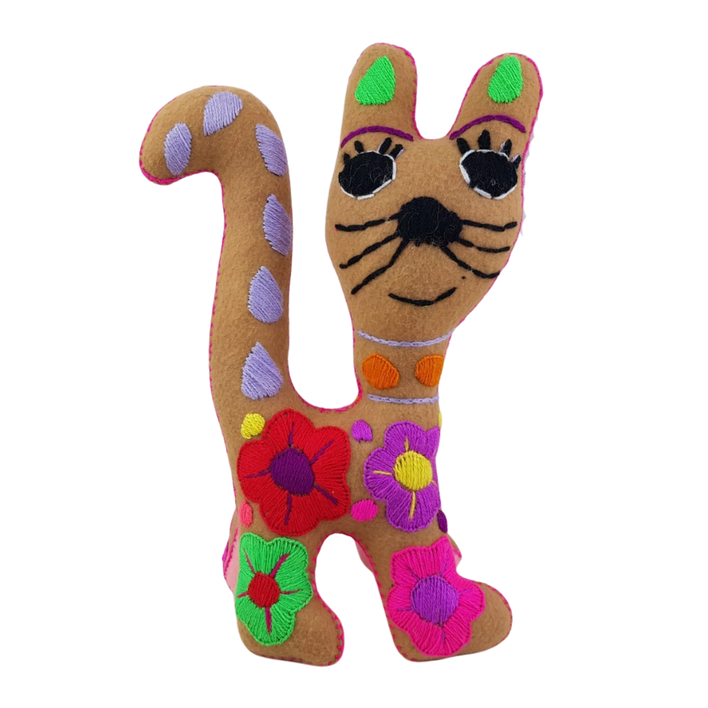 Animalito Gato Lana o Fieltro Chiapas | Artesanía Mexicana
