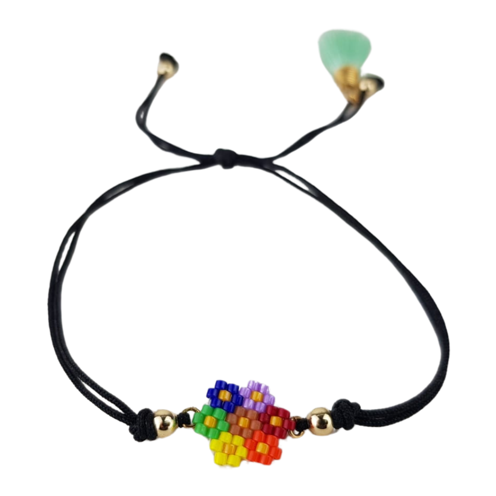 Pulsera ajustable de cristal miyuki, flor completa
